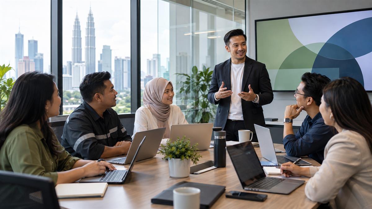 Malaysian employees taking part in an AI and digital workforce upskilling workshop