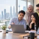 Malaysian business team using AI productivity tools for workplace collaboration