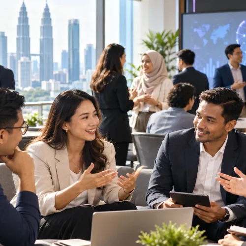 Malaysian business professionals networking during an AI business growth workshop