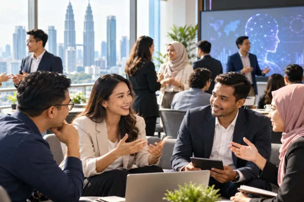 Malaysian business professionals networking during an AI business growth workshop