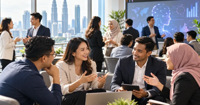 Malaysian business professionals networking during an AI business growth workshop